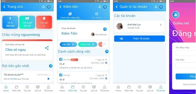 App Golike - Kiếm Tiền Online Từ MXH